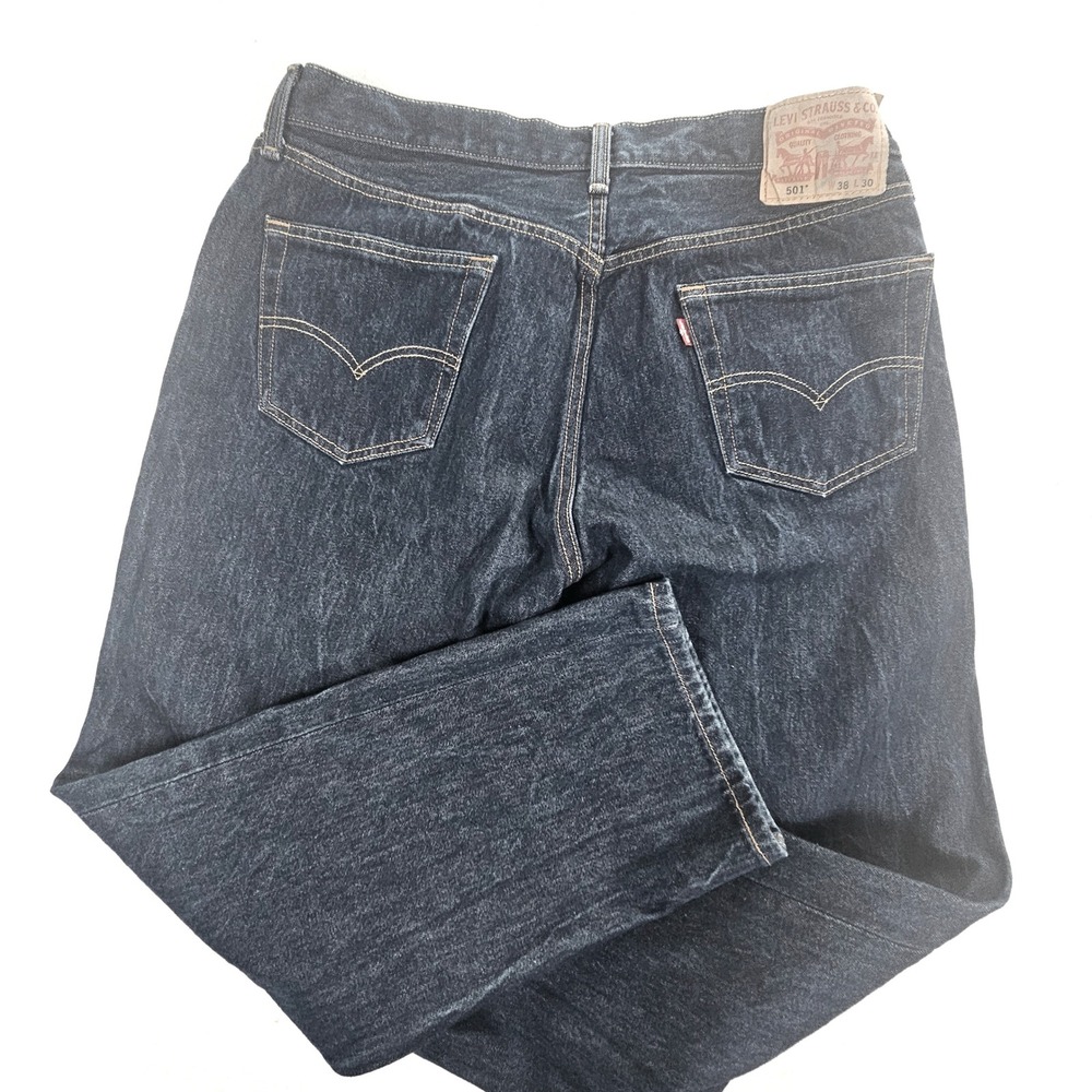 Levis 501 Original Fit Jeans Mens 38x30 Dk Wash Blue Denim Button Fly 005010000 - Picture 11 of 12
